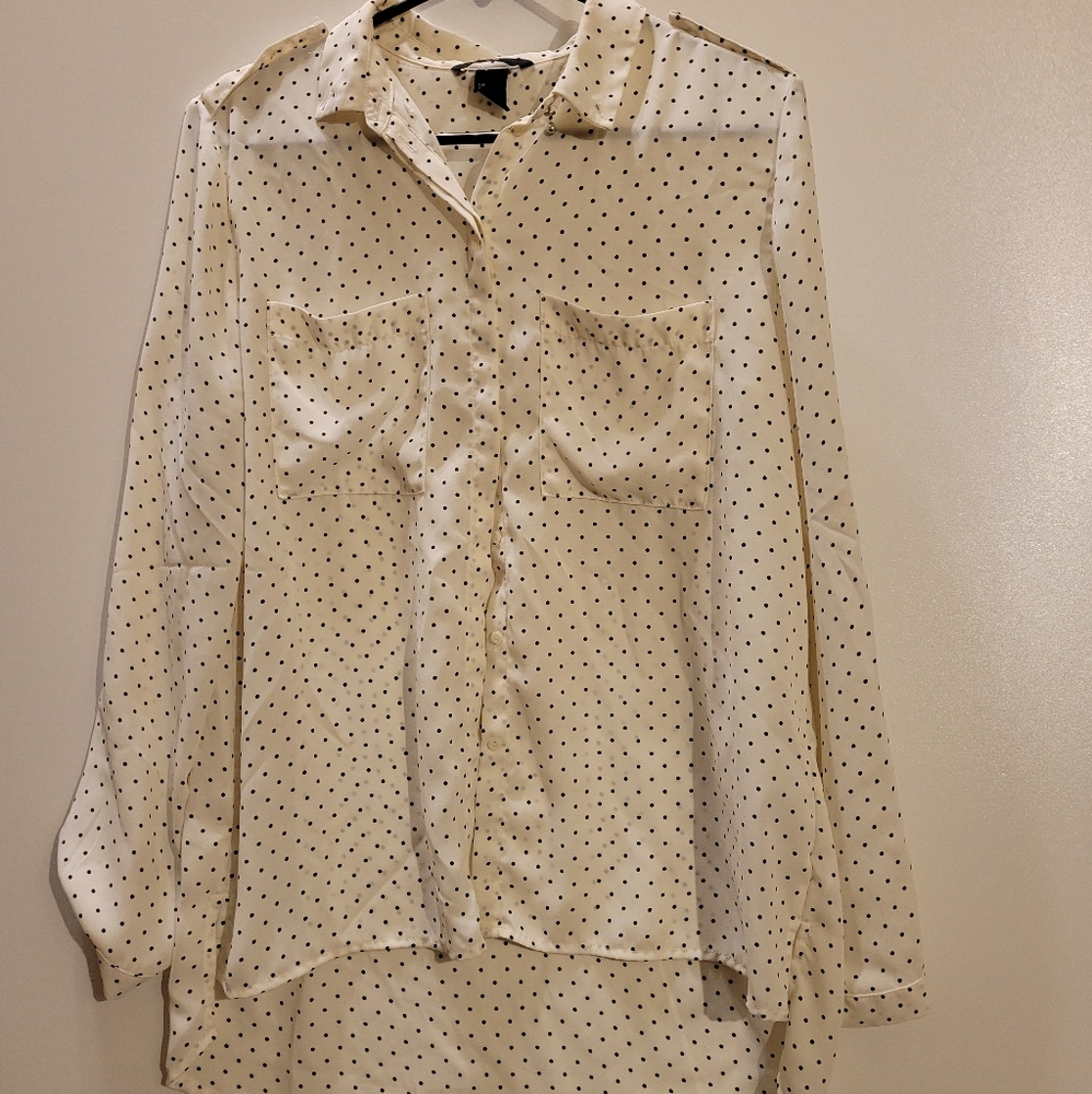 H&M white polka dot blouse